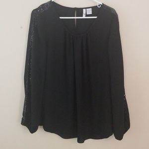 Black blouse with sequined sleeves